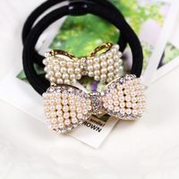 Coréenne Cheveux Accessoires En Gros Perle Diamant Carré Pêche Coeur Corde De Cheveux Bowknot Cheveux Anneau Corde De Cheveux De Fleur Coiffe main image 1