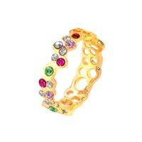 Hot Jewelry Fashion Rose Gold Fancy Diamond Ring Half Circle Hollow Ring Wholesale main image 2