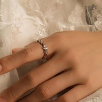 Hot Jewelry Fashion Rose Gold Fancy Diamond Ring Half Circle Hollow Ring Wholesale main image 3