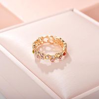 Hot Jewelry Fashion Rose Gold Fancy Diamond Ring Half Circle Hollow Ring Wholesale main image 4