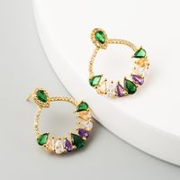 Female Stud Earrings With Delicate Micro-set Color Zircon main image 2