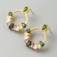 Female Stud Earrings With Delicate Micro-set Color Zircon main image 3