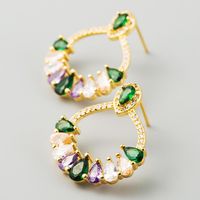 Female Stud Earrings With Delicate Micro-set Color Zircon main image 4