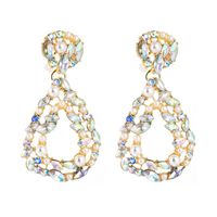 Exaggerated Hollow Drop-shaped Pearl Earrings main image 6