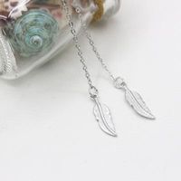 Simple Tree Leaf Pendant Necklace Green Gold Silver Feather Women’s  Necklace Clavicle Chain main image 4