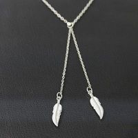 Simple Tree Leaf Pendant Necklace Green Gold Silver Feather Women’s  Necklace Clavicle Chain main image 3