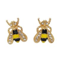 Fashion Cute Inlaid Rhinestone Earrings Colored Glaze Drip Oil Diamond Stud Bee Earring main image 2