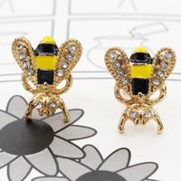 Fashion Cute Inlaid Rhinestone Earrings Colored Glaze Drip Oil Diamond Stud Bee Earring main image 3