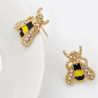 Fashion Cute Inlaid Rhinestone Earrings Colored Glaze Drip Oil Diamond Stud Bee Earring main image 4