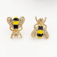 Grenz Überschreitende Exklusive Europäische Und Amerikanische Mode Niedliche Eingelegte Strass Ohrringe Ohrringe Farbe Glasur Tropföl Eingelegte Kleine Bienen Ohrringe main image 6
