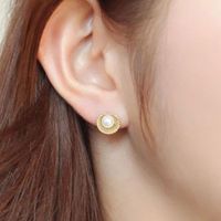 Korean Scallop Shell Pearl Earrings  Flower Stud Earrings main image 1