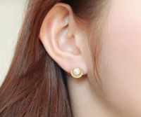Korean Scallop Shell Pearl Earrings  Flower Stud Earrings main image 4