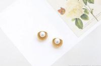 Korean Scallop Shell Pearl Earrings  Flower Stud Earrings main image 5