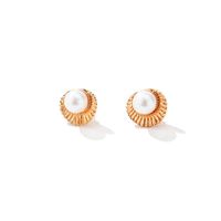 Korean Scallop Shell Pearl Earrings  Flower Stud Earrings main image 6