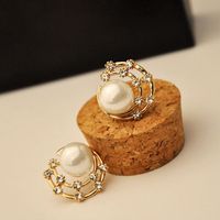 Shiny Rhinestone Shell Pearl Round Earrings main image 2