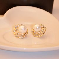 Japonais Et Coréen Style Brillant Strass Shell Perle Ronde Boucles D'oreilles Et Boucles D'oreille Personnalité Étoilé Boucles D'oreilles Boucles D'oreilles Gouttes Pour Les Oreilles main image 4