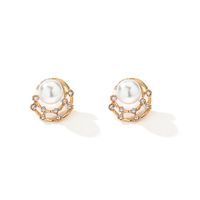 Shiny Rhinestone Shell Pearl Round Earrings main image 6