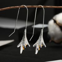 Simple And Elegant Lotus Ear Line Lily Flower Silver-plated Ear Hook Women main image 1