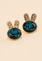 Student Earrings Inlaid With Emerald Flash Diamonds Delicate Animal Rabbit Earrings main image 5