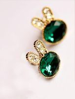 Student Earrings Inlaid With Emerald Flash Diamonds Delicate Animal Rabbit Earrings main image 6