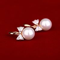 Fashion Ear Jewelry Flash Diamond Bow Earrings Large Pearl Zircon Earrings Women's Earrings main image 3