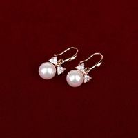 Fashion Ear Jewelry Flash Diamond Bow Earrings Large Pearl Zircon Earrings Women's Earrings main image 4