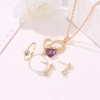 Necklace Earring Ring Set Couple Love Love Necklace Diamond Earring Ring main image 6