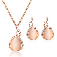 Necklace Earrings Set Crystal Opal Water Drop Necklace Earrings Simple Two-piece Women main image 1