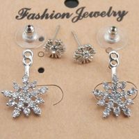 Snowflake Cubic Zirconia Stud Earrings With Diamonds main image 3