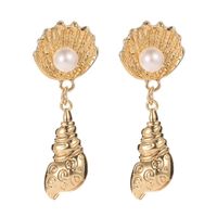 Européen Et Américain Hot Vis Pendentif Longue Boucles D'oreilles Ocean Shell Conque Perle Boucles D'oreilles Exclusive Pour Croix-frontière main image 1