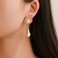Pendant Long Sea Shell Pearl Stud Earrings Wholesale main image 3