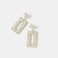 Wholesale Diamond Geometric Earrings Vintage Square Crystal Stud Earrings sku image 1