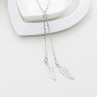 Simple Tree Leaf Pendant Necklace Green Gold Silver Feather Women’s  Necklace Clavicle Chain sku image 2