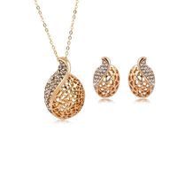 Fashion Women's Crystal Water Drop Long Necklace Environmentally Friendly Gold Plated Silver Flower Necklace sku image 1