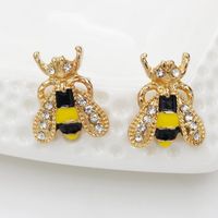Grenz Überschreitende Exklusive Europäische Und Amerikanische Mode Niedliche Eingelegte Strass Ohrringe Ohrringe Farbe Glasur Tropföl Eingelegte Kleine Bienen Ohrringe sku image 1