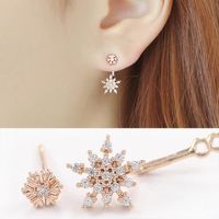 Snowflake Cubic Zirconia Stud Earrings With Diamonds sku image 1
