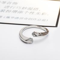 Fashion Snake Head Ring Geometric Open Zircon Diamond Ring sku image 2