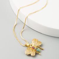 Bee Pendant Female Necklace Creative Valentine&#39;s Day Clavicle Chain Copper Inlaid Color Zircon main image 4