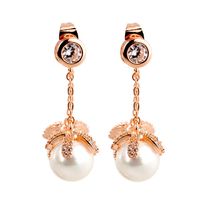 Korean New Fashion Earrings Diamond Double Pearl Zircon Tassel Earrings Jewelry main image 4