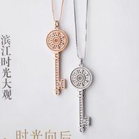 Mode Neue Koreanische Version Von Aaa Zirkon Sonnenblumen Schlüssel Halskette Damen Kurze Halskette 30720502 main image 1