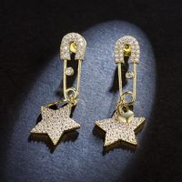 Fashion Personality Wild Silver Pin Five-pointed Star Earrings main image 4