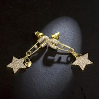 Fashion Personality Wild Silver Pin Five-pointed Star Earrings main image 5