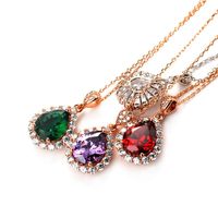New Fashion Retro Item Water Drop Pendant Zircon Necklace Jewelry Wholesale main image 5