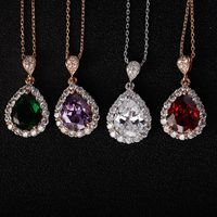 New Fashion Retro Item Water Drop Pendant Zircon Necklace Jewelry Wholesale main image 6