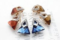 Exaggerated Diamond Triangular Austrian Crystal Stud Earrings main image 4