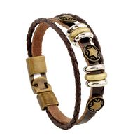 New Style Buckle Leather Jewelry Retro Alloy Pentagram Woven Leather Bracelet main image 5