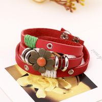 New Korean Style Beaded Leather Bracelet Around 3 Circles main image 4