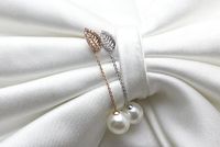 Foliage Pearl Stud Earrings With Diamonds sku image 2