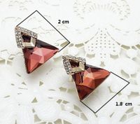 Exaggerated Diamond Triangular Austrian Crystal Stud Earrings sku image 2