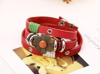 New Korean Style Beaded Leather Bracelet Around 3 Circles sku image 1